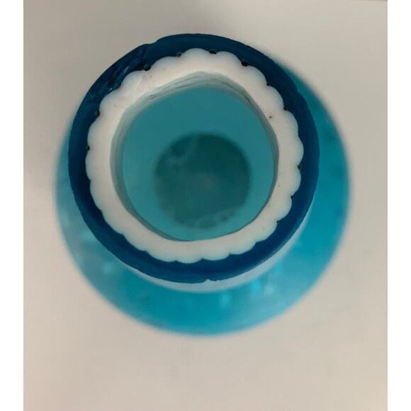 Vintage Victorian Satin Blue Case Glass Dot Pattern Vase Teardrop Home Decor Art - Picture 9 of 16